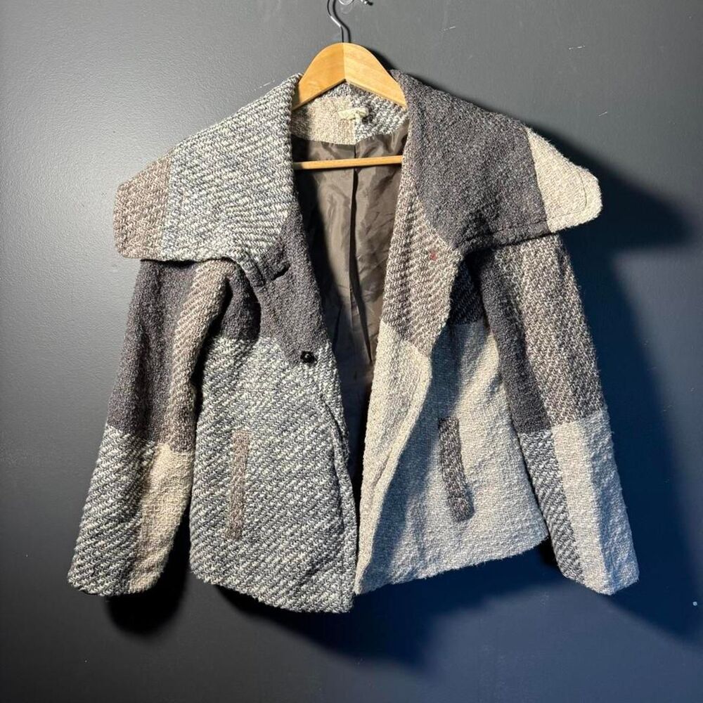 Nic + Zoe gray and white textured natural fiber jacket small